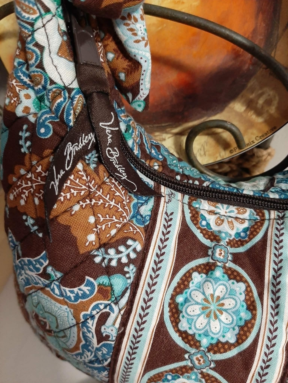 VERA BRADLEY Java Blue "Olivia" Sm Hobo Bag & Wallet 2 Pc Set - Picture 4 of 13